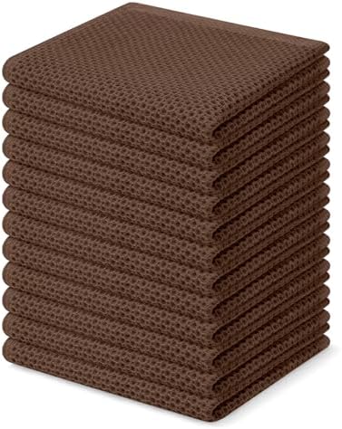Homaxy 100% Cotton Waffle Weave Kitchen Dish Cloths 12-Pack, Coffee