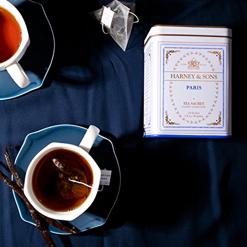 Harney & Sons Paris Flavored Black Tea – 20 Sachets | Fruity Vanilla & Caramel Blend with Hint of Lemony Bergamot