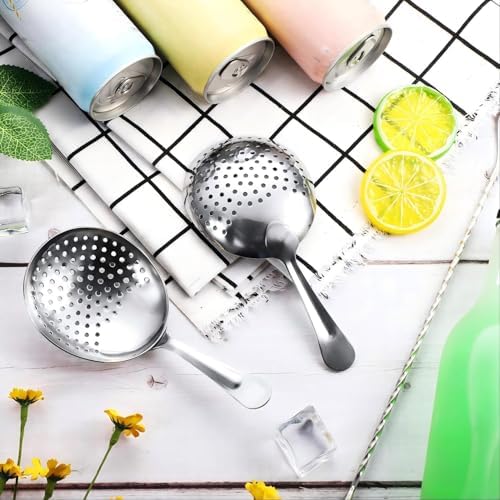 Boao 2 Pack Julep Strainers Stainless Steel Strainer Cocktail Spoon, Silver
