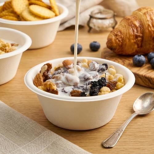 JINVOGREEN 200 Count 8 oz Paper Bowls, Small Compostable Bowl, White