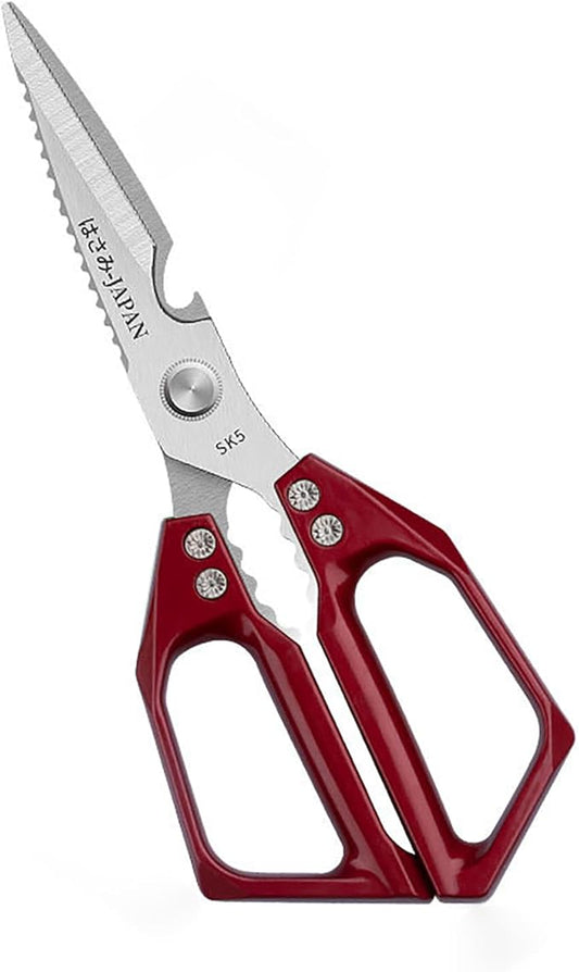 Multi-Purpose Rust Proof Kitchen Shears,Meat Scissors,Dishwasher Safe,Can be Used to Cut Vegetables, Chicken, Steak,Scrape Fish Scales, and Open Bottle Caps, etc(Red)