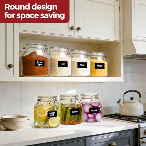 Glass Jars with Airtight Lids 0.6 Gallon 2 Pack Kitchen Canisters