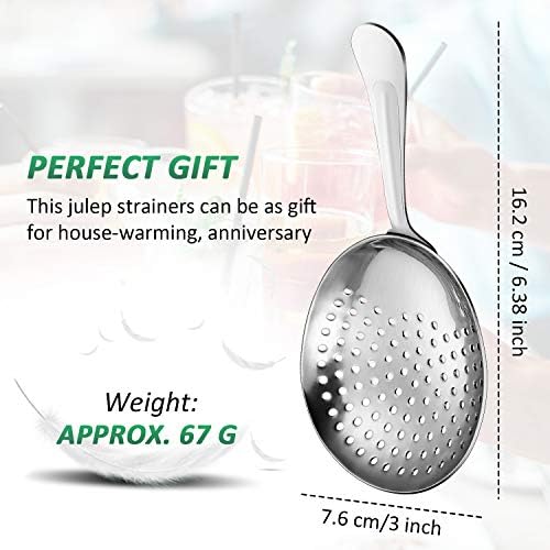 Boao 2 Pack Julep Strainers Stainless Steel Strainer Cocktail Spoon, Silver