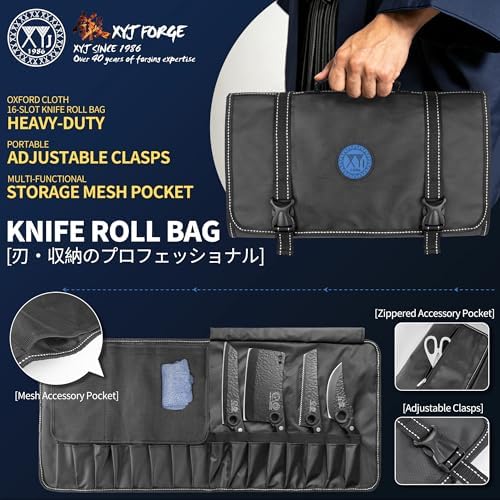 XYJ 10-Piece Knives Set with Bag,Kitchen Tool,Full Tang, Pakka Wood Handle
