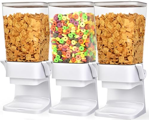 Cereal Dispenser Countertop Large Cereal Containers Storage White,3 pack