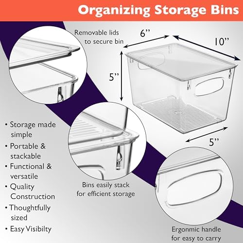 ClearSpace Pantry Storage Bins with Lids for Kitchen & Fridge, 8 Pack
