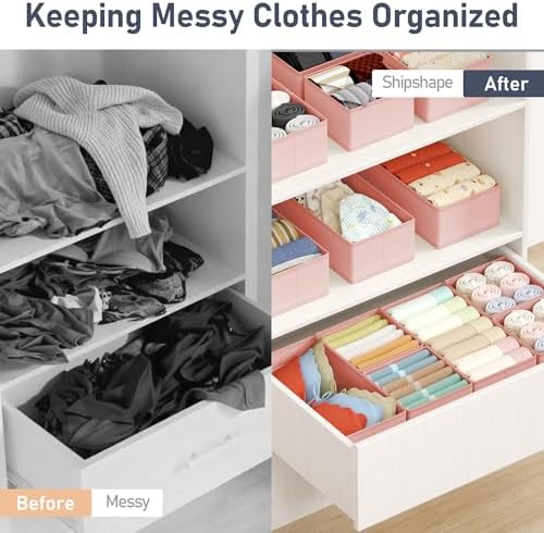 DIMJ Drawer Organizer Clothes Storage - 18 Pack Baby Dresser Organizer for Nursery, Foldable Drawer Dividers for Bedroom Closet Organization, Fabric Storage Bins for Socks, Underwears, Bras