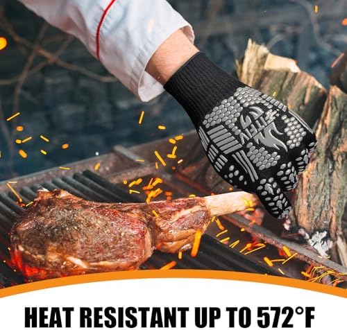 BBQ Gloves, 1472°F Heat Resistant with Silicone Grip Oven Mitts