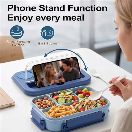 Bento Box Adult Lunch Box, Lunch Containers for Adults 44.5 Oz/5 Cup, Blue