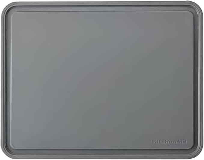 KitchenAid Classic Plastic Cutting Board with Perimeter Trench and Non Slip Edges, Dishwasher Safe, 11 inch x 14 inch, Gray
