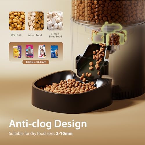 IMIPAW Automatic Cat Feeders, 3L Timed Cat Dry Food Dispenser, Dual Power Supply, Programmable Portion Size, 1-6 Meals Per Day, Auto Pet Feeder for Cats and Small Dogs, with Desiccant Bags