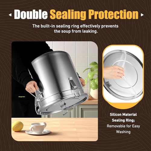 DYNAMI 8.7Gal 304 Stainless Steel Bucket Milk Can with Airtight Lid