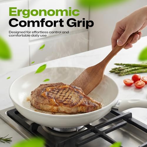 AIUHI Wooden Spatulas, Non-stick Flat Cooking Spatula for Cooking, Teak Wood Turner Scraper for Frying, Flipping and Turning