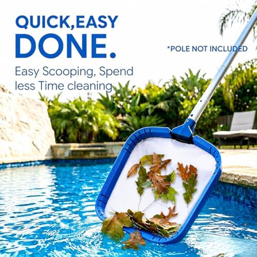 Pool Skimmer Net, Heavy Duty Flat Nylon Fine Mesh Leaf Bag, Fast Debris Removal Cleaning Tool Compatible with Standard Pole for All Swimming Pools and Ponds(No Pole)
