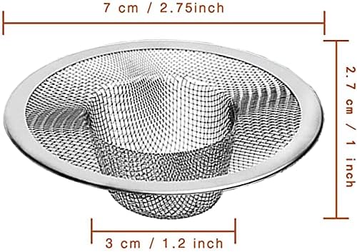Heavy Duty Stainless Steel Slop Basket Filter Trap Mesh Metal Sink Strainer Perfect for Kitchen Sink/Bathroom Bathtub Wash Basin Floor Drain Balcony Drain Hole Utility (2.75" 100pcs)
