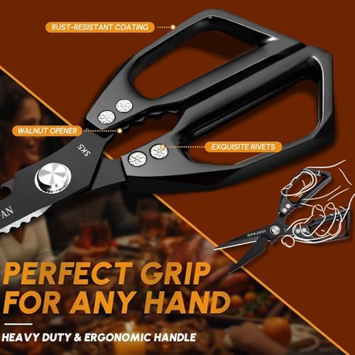 Huusk Kitchen Scissors for Food, Sharp Seafood & Kitchen Shears Set