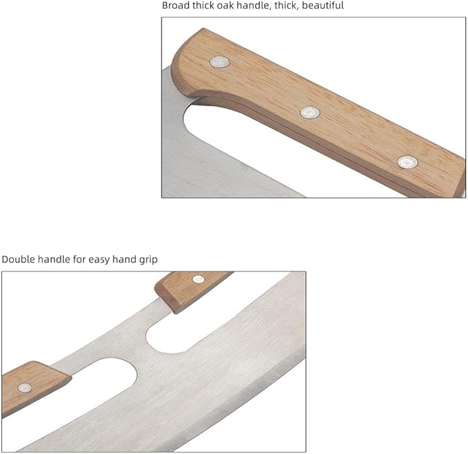 stainless steel pizza cutter with cover Non-Stick Pizza Cutter pizza cutter rocker 14 inch (Double wooden handle)