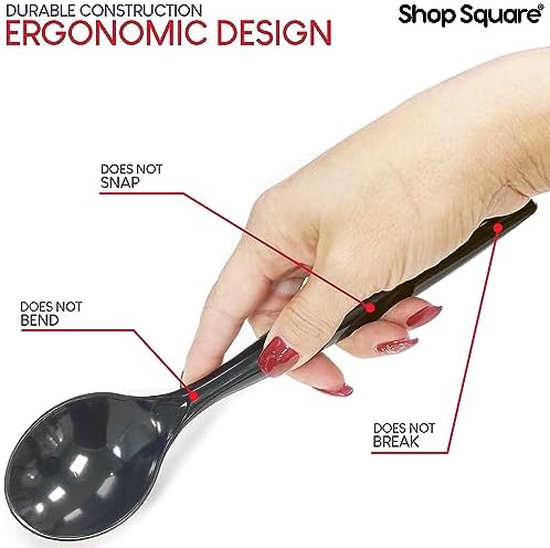 18 Pcs Black Plastic Serving Utensils Set – Heavy Duty Disposable Serving Spoons, Forks & Tongs | 10″ Serving Spoons for Buffet, Party, Catering, Wedding | Reusable, BPA-Free