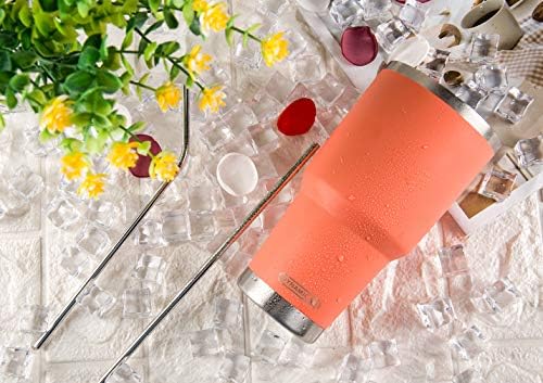 D·S 30oz Orange Tumbler Double Wall Vacuum Insulated Travel Coffee Mug