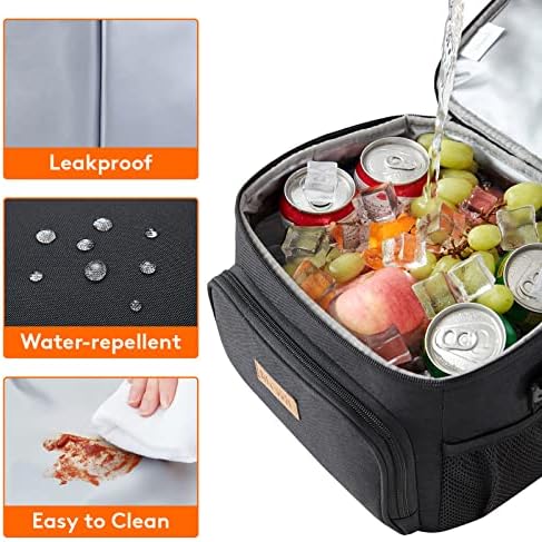 Lifewit Reusable Insulated Lunch Bag, Portable Cooler Freezable Soft Lunchbox Leakproof with Adjustable Shoulder Strap for Men Women Adult for Work Picnic or Travel, 9L 12 Can, Black
