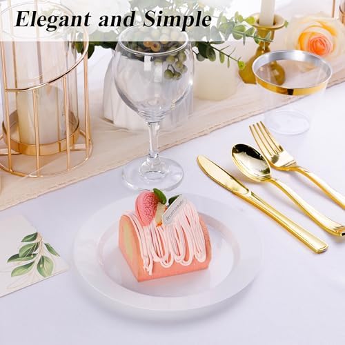 Bestluck 100PCS White Plastic Dessert Plates 7inch for 100 Guests