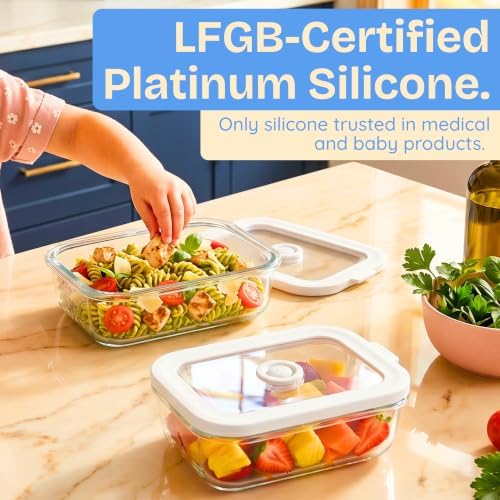Ziruma Non-Toxic Glass Food Containers with Lids, 4-Pack, Multi-Size, Gray