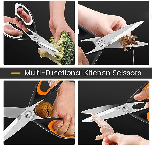 2 Pack Sharp Kitchen Scissors Set with Magnetic Holder