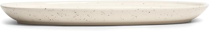 SANGO Siterra 2-Piece Speckled Stoneware Serving Platter Set for Easter - Large & Medium Ceramic Platters with Glossy Rustic Glaze, White Serving Dishes for Entertaining, Microwave and Dishwasher Safe