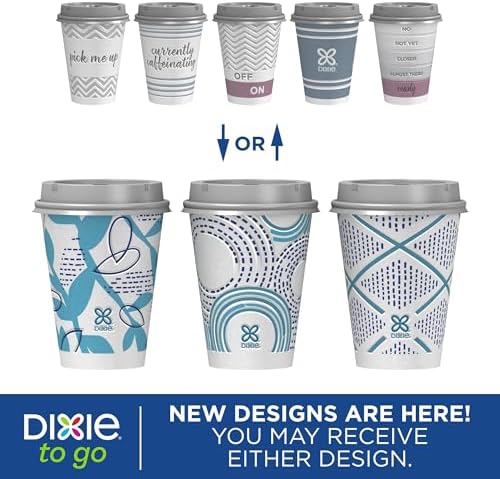 Dixie To Go Disposable Coffee Cups With Lids, 12 oz Paper Cups, 156 Ct