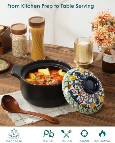 vancasso 3QT Ceramic Stock Pot with Lid, Nonstick Casserole Pot for Cooking