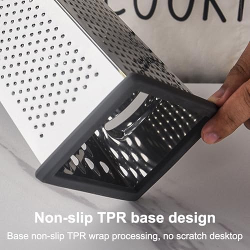 Cheese Grater, 4-Sided Box Grater with Handle, Stainless Steel Graters, Vegetable Slicer, Kitchen Food Shredder for Grate Cheeses, Shred Veggies Kitchen Gadgets Tools(9.25inch)