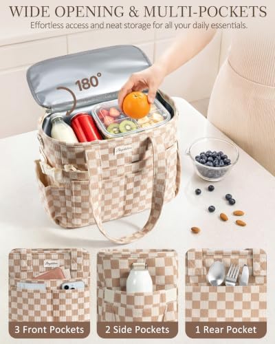 Bagstellar Corduroy Lunch Box for Women Insulated Lunch Bag Cooler Tote Bag