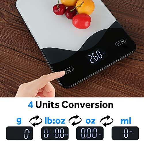 AIMILAR USB-C Rechargeable Digital Food Kitchen Scale 22lb/10kg Glass LED