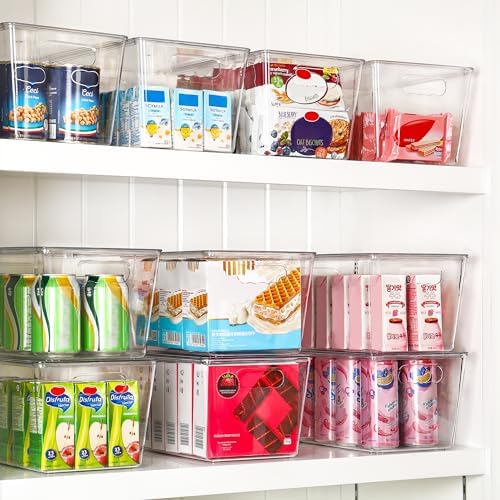Vtopmart 4 Pack Clear Stackable Storage Bins with Lids and Handles, Large