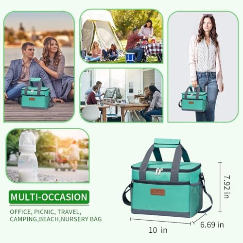 iknoe Insulated Lunch Bag, Foldable 8.5L Cooler Bag for Men & Women, Lunch Box