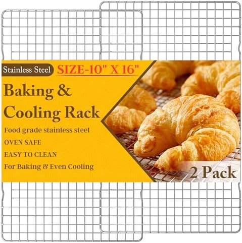 2 PCS Cooling Racks for Cooking and Baking, 10" x 16", Silver