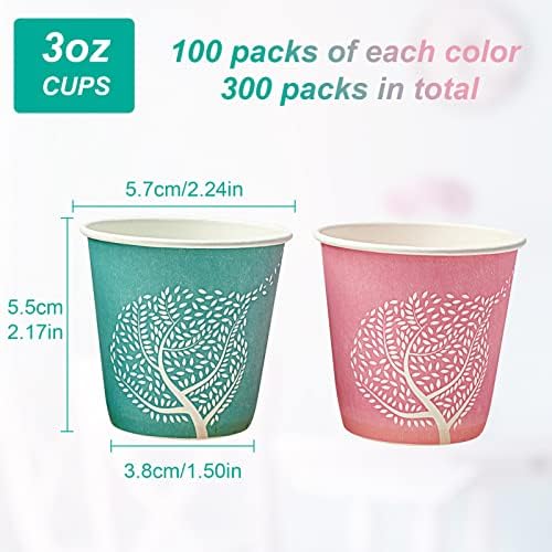 LITOPAK 300 Pack 3 oz Paper Cups, Colorful Disposable Mouthwash Cups 3 oz