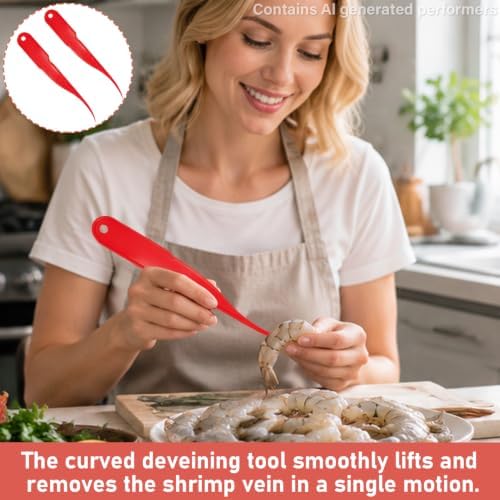 Shrimp Deveiner Tool Shrimp Peeler 2PCS Red Seafood Kitchen Tool Set
