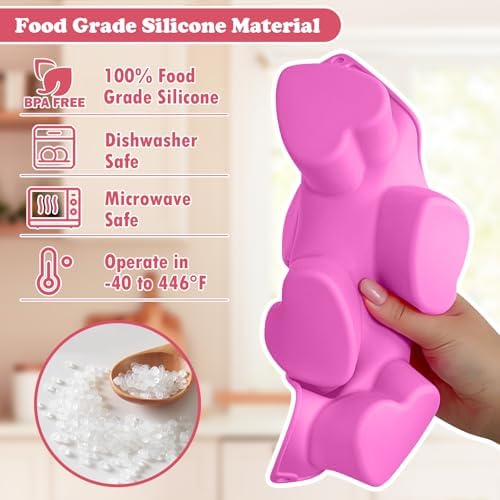HKNMTT Heart Silicone Molds Valentine's Day for Baking Cake Chocolate Cocoa Bomb, Love Shaped Jello Chocoflan Oreo Moulds, 6 Cavity 2 Pack Soap Craft Oven Safe DIY Handmade Gift Pan