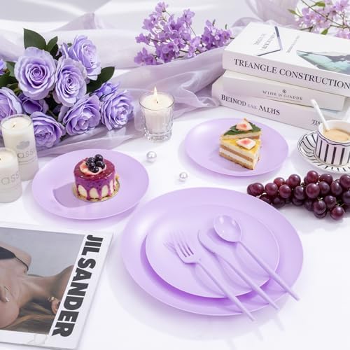 EjonirInjonir 150pcs Premium Purple Plastic Plates for Parties Matte Finish