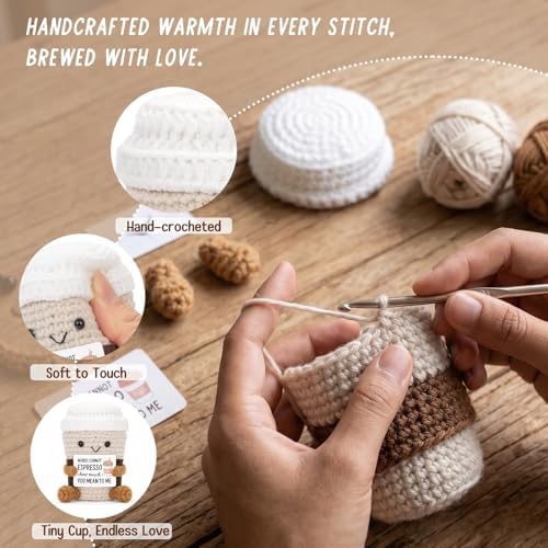 Coffee Lover Gift Set for Women Men, Ceramic Mug Crochet Coffee Cup
