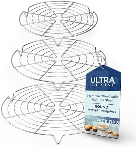 Ultra Cuisine 3 Set Round Cooling Racks for Baking (7.5, 9 & 10.5 Inch)