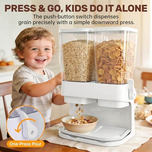 Cereal Dispenser Countertop 2 Pack 3L, 6L Large Dual Control