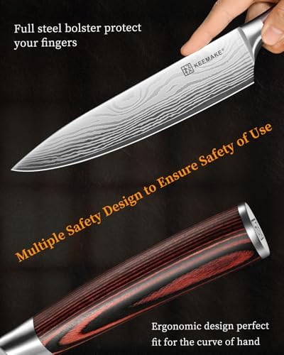 KEEMAKE 3 Pieces Kitchen Knife Set, Professional Ultra Sharp Chef Knife Set