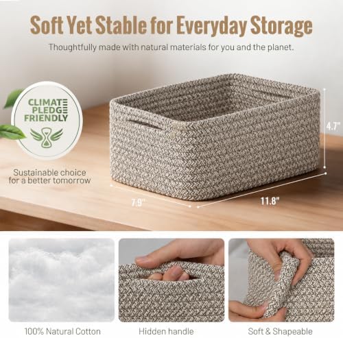 5 Pack Small Woven Storage Baskets for Shelves, Gift Baskets Empty