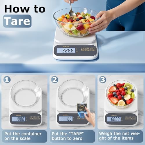 Kitchen Scale 5kg/0.1g Precision Food Scales for Kitchen Digital Scale Grams for Cooking Baking Weight Loss, Rechargeable Coffee Scale Food Weight Scale with Large Backlit LCD Display USB Cord