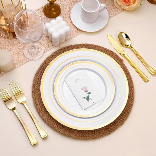 BESTSTAR 100PCS White Plastic Plates for Party (Pack of 4)