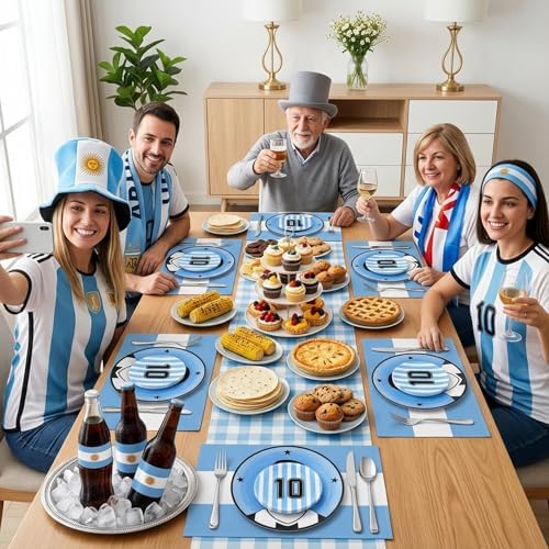 I00000 20Pcs Blue Plastic Soccer Plates, Disposable Plates for Soccer Party