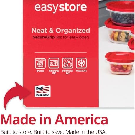 Rubbermaid EasyStore Rectangle, Square, and Round Containers, 34-Piece Set, Food Storage Containers, Food Storage Containers with Lids