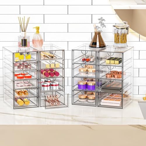Acrylic Makeup Organizer with 19 Drawers,Storage Drawer Organizer